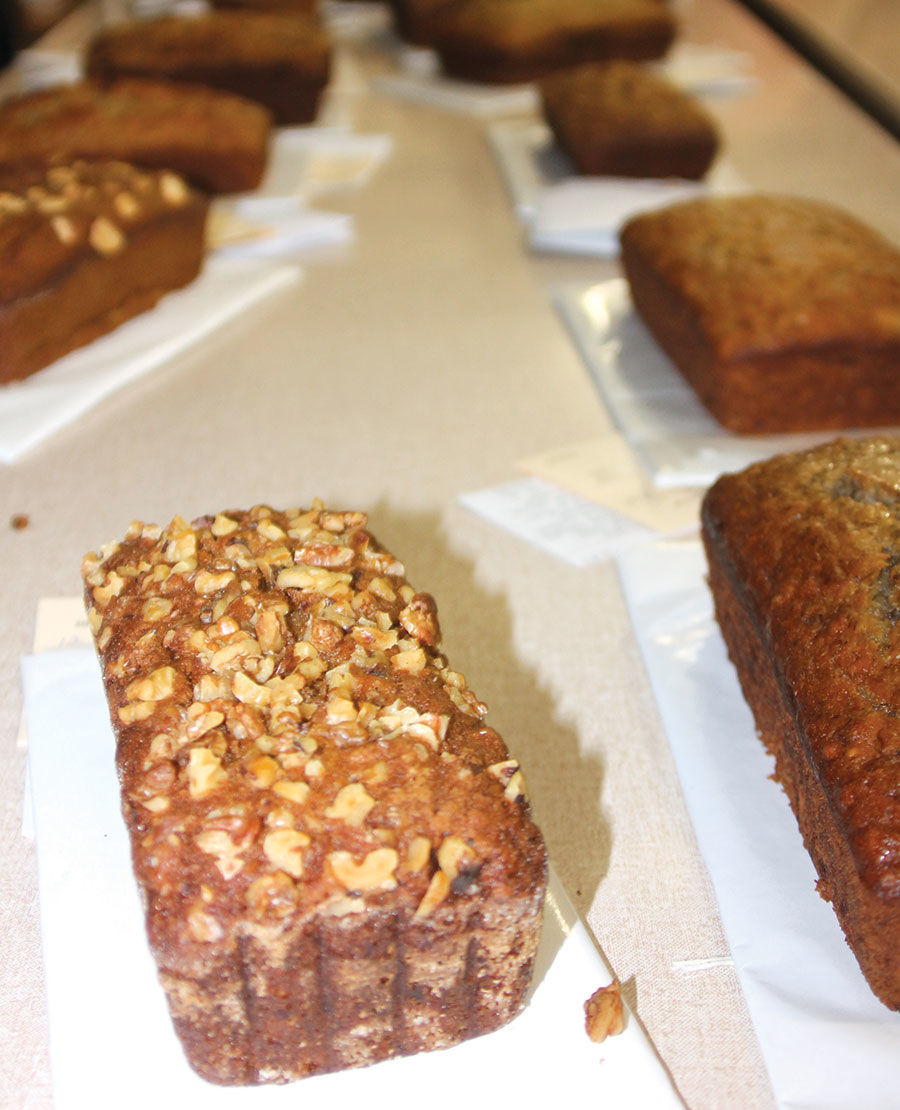 Entries in the banana nut bread contest await judgment.